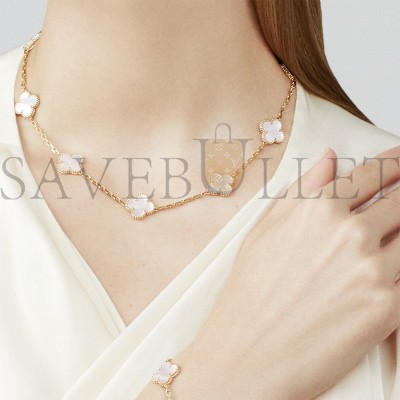 VAN CLEEF ARPELS VINTAGE ALHAMBRA NECKLACE, 10 MOTIFS - YELLOW GOLD, MOTHER-OF-PEARL  VCARA42800